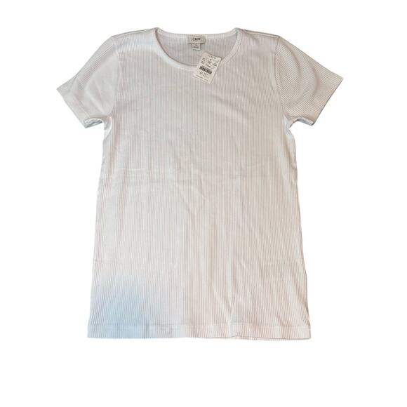J.Crew Factory White Ribbed Crewneck Tee Shirt Women’s Small NWT - Picture 1 of 4